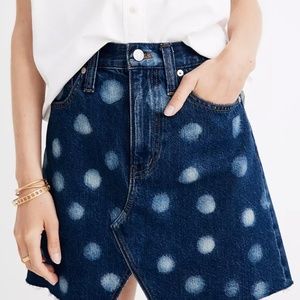 Madewell | Rigid Denim A-Line Mini Skirt: Polka Dot Edition
